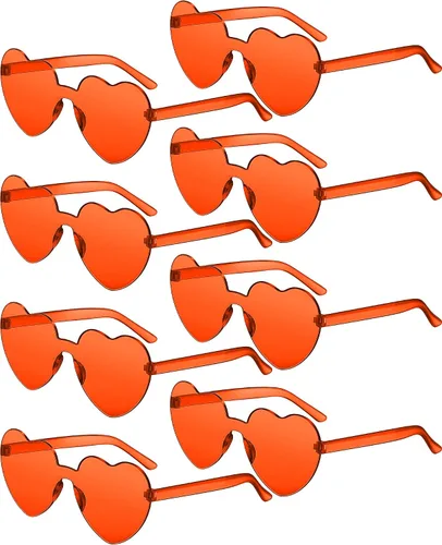 Lentes de sol sin marco, en forma de corazón, transparentes, color caramelo, para recuerdos de fiesta, 8 pares.