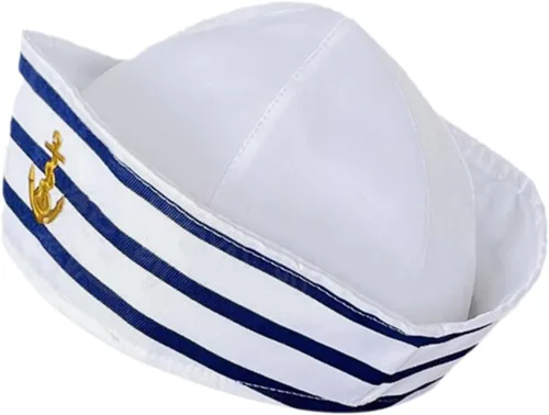 Sombrero de capitán para hombres y mujeres y sombrero de marinero a rayas, accesorio de cosplay para fiestas en barcos, escenarios y eventos