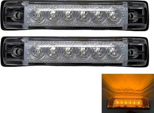 All Star Truck Parts 2 luces LED ámbar transparentes de 4 x 1 pulgadas con lente delgada delgada para remolque, 6 luces LED Reflex sumergibles