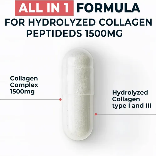 Miniatura 5 de Complejo de colágeno Suplemento premium de 1500 mg de colágeno tipo I y III hidrolizado cápsulas de colágeno múltiple que apoyan un cabello más