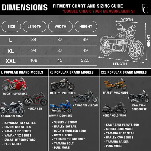 Miniatura 8 de Formosa Covers Funda de motocicleta de lujo para todas las estaciones con bolsa de almacenamiento (XL). Se adapta a motocicletas deportivas grandes