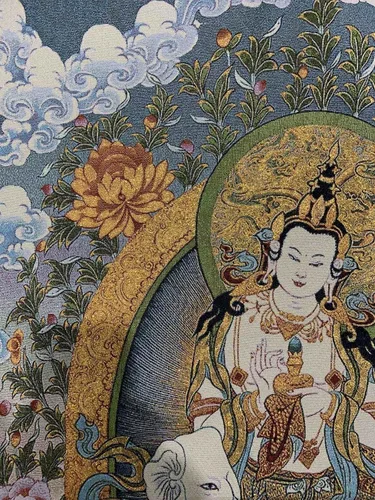 Miniatura 3 de Budismo tibetano Thangka Samantabhadra Guanyin Tangka Fengshui mural colgante de pared para decoración del hogar, tapiz de meditación