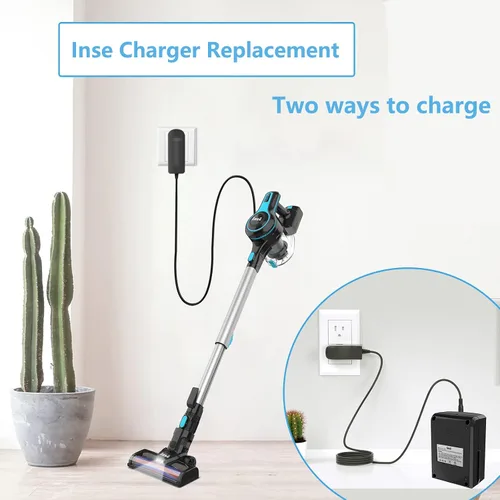 Miniatura 3 de VHBW Cargador para aspiradora inalámbrica INSE compatible con Inse N5S N5 N6 N6S V70 N6-1 N6-2 AC, cable de alimentación para Wowgo S108, adaptador