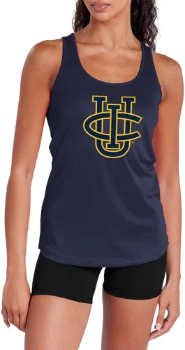Miniatura 16 de Camiseta deportiva sin mangas oficial de NCAA Collegiate para mujer, con espalda cruzada, colección con logotipo primario