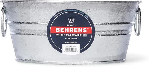 Behrens 103LFT Tina Baja Plana de Acero Galvanizado en Caliente de 1.5 Galones, Plateado