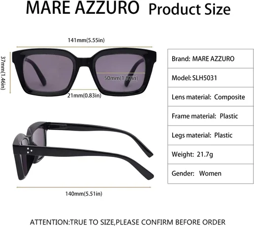 Miniatura 7 de MARE AZZURO Gafas de Lectura para Mujeres con Protección UV Lentes de Sol 50 75 100 125 150 175 200 225 250 275 300 325 350 375 400 (Negro, 1.50)