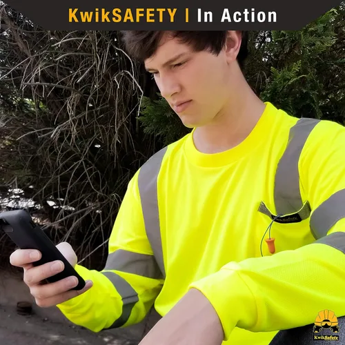 Miniatura 2 de KwikSafety - Charlotte, NC - Camisas de seguridad de manga larga para operador [cinta reflectante sólida] Clase 3 ANSI probado OSHA Cinta básica