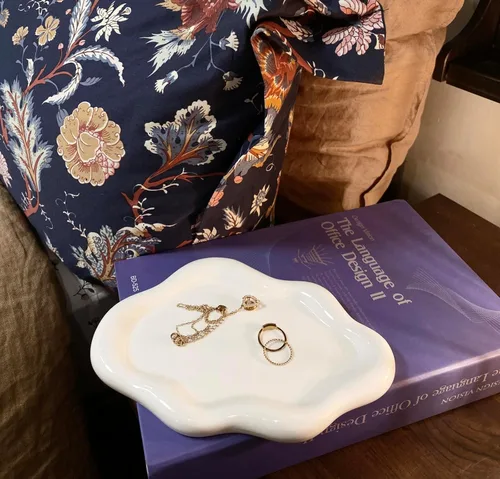 Miniatura 3 de Bandeja de Cerámica para Joyas, Soporte para Plato de Anillos, Plato para Perfume y Baratija, Tazón para Llaves, Cosas Lindas para la Habitación