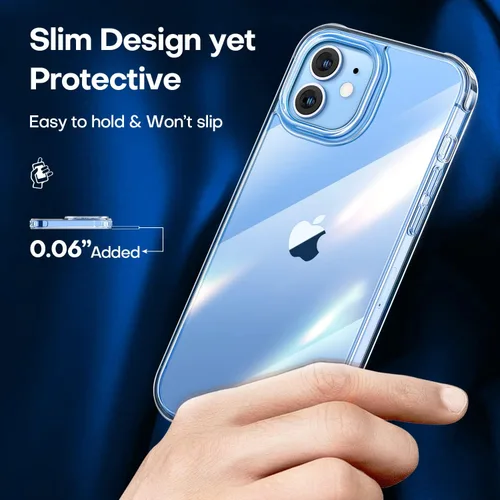 Miniatura 6 de CANSHN - Funda transparente compatible con iPhone 12/iPhone 12 Pro [Protección contra caídas de grado militar] No amarillea, funda protectora a