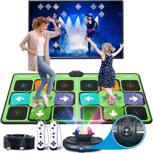 FWFX Tapete de baile inalámbrico para TV, almohadilla de baile electrónica musical para 2 jugadores para niños y adultos, para juegos de fiesta Verde
