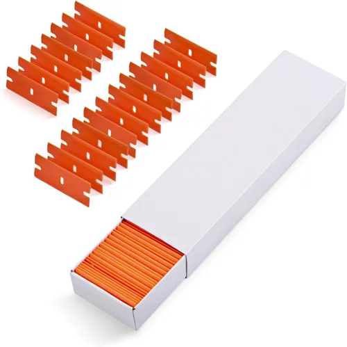 Miniatura 9 de EHDIS 100 hojas de plástico de doble filo para rascador de vidrio de seguridad y herramienta de raspador de afeitar, quitar calcomanías, Negro