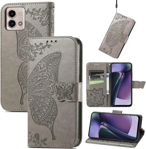 Miniatura 9 de GYHOYA Funda tipo cartera compatible con Moto G Stylus 5G 2023 para mujer, de piel, con función atril magnético y tarjetero, funda protectora