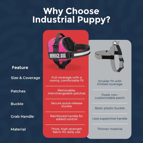 Miniatura 9 de Arnés Industrial Puppy para perros con correas y asa, y chaleco con parche reflectante, en un cómodo diseño de malla, Hot Pink Rosa encendido