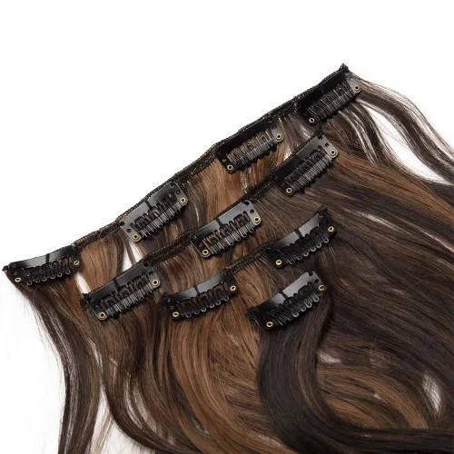 Miniatura 4 de Extensiones de cabello ondulado, doble trama, 7 piezas con 16 clips, largo de 24 pulgadas