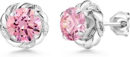 Miniatura 194 de Gem Stone King Aretes de plata de ley 925 de 0.236 in con piedra natal redonda para mujer