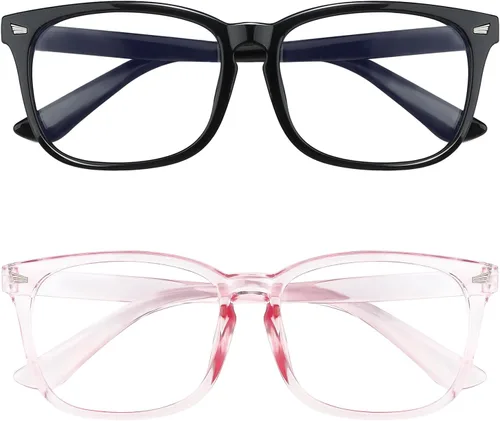 Gafas con filtro de luz azul, paquete de 2 lentes de luz azul para hombre, anteojos de luz azul para mujer, anteojos con luz azul para fatiga ocular