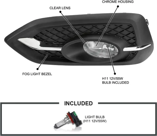 Miniatura 3 de Spec-D Tuning Luces antiniebla cromadas compatibles con Honda Civic 2014-2015 de 2 puertas, conjunto de par L+R