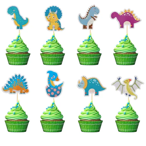 Miniatura 9 de Decoración de pastel de dinosaurio con hojas Dinsaurs para pastel de cumpleaños con temática de dinosaurios, baby shower, niños, fiesta de Hb Dino