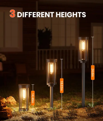 Miniatura 5 de NEWMESSI Paquete de 4 luces solares para caminos al aire libre, modernas luces LED solares de súper brillo, IP65, impermeable, para jardín, jardín