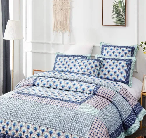 Miniatura 2 de DaDa Juego de cama con dos fundas de almohada cuadradas de algodón con simulación del mosaico de un claro de bosque encantado - rodeada