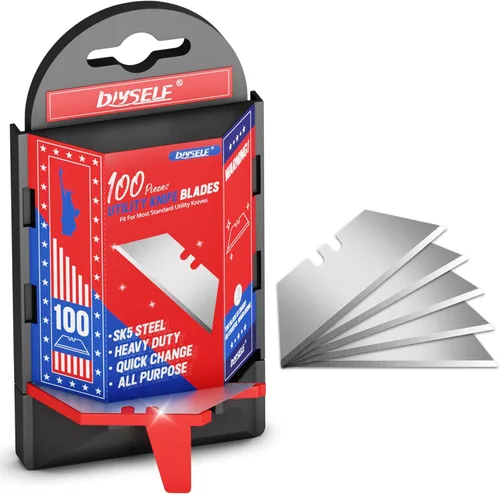 Miniatura 8 de DIYSELF Paquete de 50 Cuchillas para Cuchillo Utilitario, Cuchillas Cortadoras de Caja de Acero SK5 con Dispensador, Cuchillas Estándar