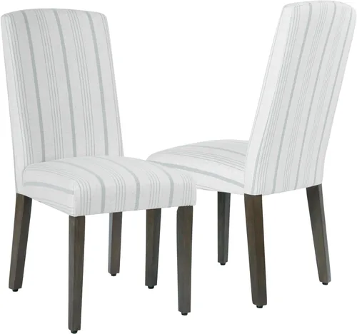 Miniatura 78 de Homepop Silla de comedor con detalles festoneados, sillas de comedor Parsons tapizadas, muebles decorativos para el hogar, tejido gris claro