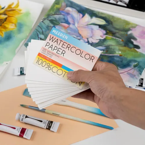 Miniatura 4 de MEEDEN Tarjetas de papel de acuarela en blanco de 4" x 3", 50 piezas de papel de acuarela mini prensado en frío a granel, 100% algodón para adultos