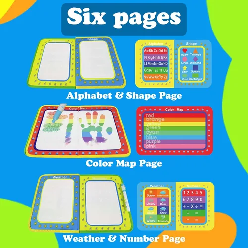 Miniatura 5 de Juguete de viaje con tapete para garabatos de agua, pintura mágica con acuarela, diseñada para niños pequeños, tablero de aprendizaje educativo STEM