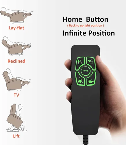 Miniatura 6 de MCombo Silla reclinable eléctrica de motor dual para adultos mayores, silla de elevación plana con calor y masaje, portavasos, puertos USB, piel