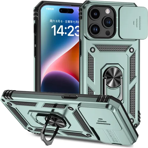 Miniatura 26 de Funda magnética compatible con iPhone 14 Pro de 6.1 pulgadas, funda magnética para iPhone 14 Pro con cubierta de cámara y soporte de grado militar