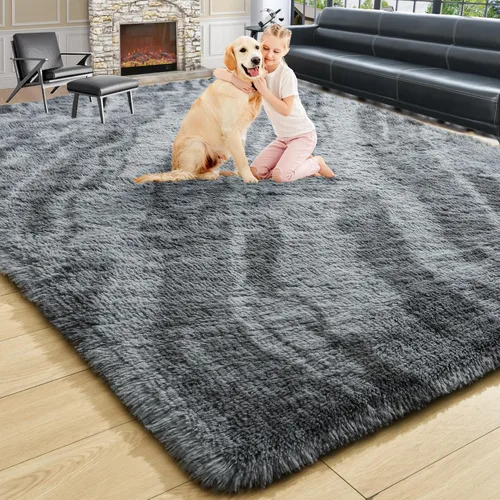 Miniatura 98 de Noahas - Alfombra suave y afelpada para habitación de niña y sala de estar, colorida, decoración para guardería, teñido anudado arcoíris, azul