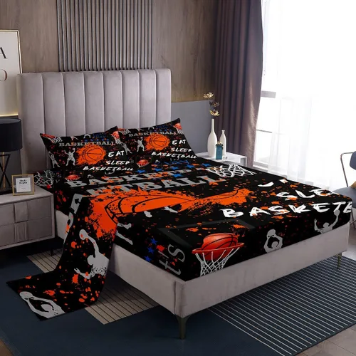 Miniatura 21 de Erosebridal Juego de sábanas de béisbol para niños, tamaño individual, sábanas de llama azul y roja para adolescentes, juego de ropa de cama