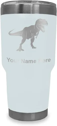 Miniatura 8 de LaserGram Vaso aislado al vacío de 20 onzas, dinosaurio Tiranosaurio Rex, grabado personalizado incluido (negro)