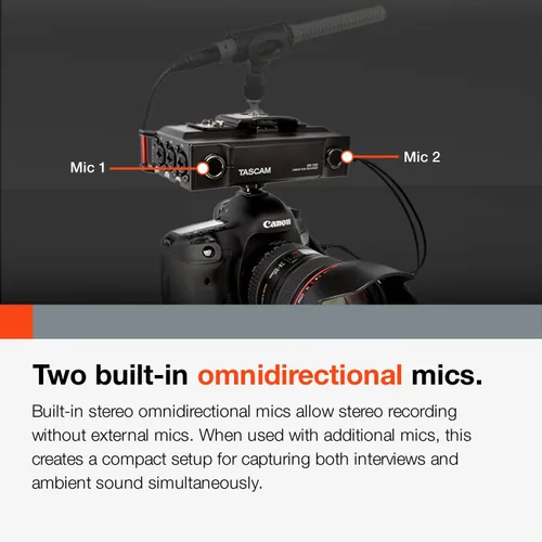 Miniatura 4 de TASCAM Grabadora de audio portátil de 4 canales para videógrafos, 4 entradas XLR/TRS combinadas, 2 micrófonos internos, limitador, filtro HP (DR-70D)