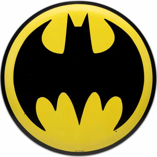 DC Comics Batman Señal de Batón Redonda de Metal con Relieve - Decoración Vintage de Pared de Batman para Guarida del Hombre o Sala de Cine