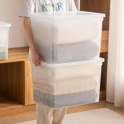 Miniatura 3 de Contenedores de almacenamiento de plástico apilables con tapas, contenedor para organizar zapatos y manualidades en estantes de armario, garaje