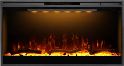 Miniatura 14 de Chimenea eléctrica Mystflame, chimenea empotrable o montada en la pared, chimenea lineal de marco delgado con opciones de madera y capa de cristal
