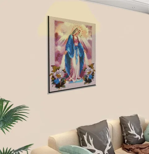 Miniatura 2 de liziciti Kit de pintura de diamantes de la Virgen María 5D para bricolaje, imágenes de flores madre de resina para decoración de pared del hogar
