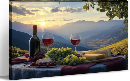 Miniatura 12 de Lienzo decorativo para pared, decoración de cocina, pintura de queso con uvas, obra de arte moderna, paisaje, fotografía, pintura para comedor, Art-1