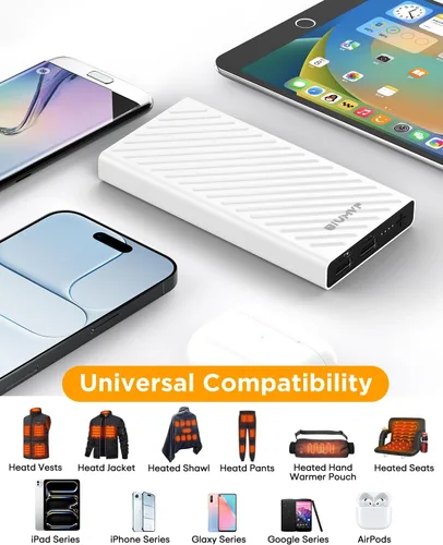 Miniatura 5 de Paquete de batería de chaleco calefactable, batería de 10000 mAh, 5 V 2 A, especialmente diseñada para chaqueta térmica, ropa térmica, manta térmica