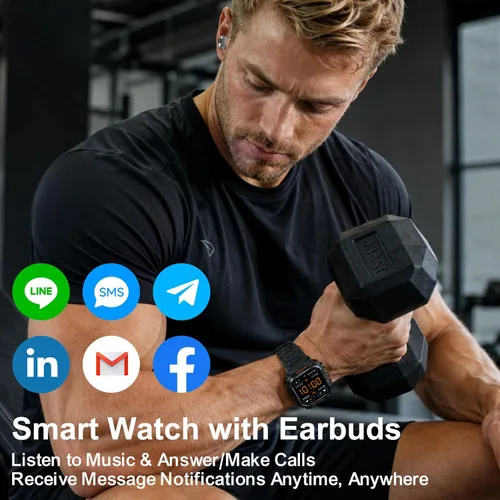 Miniatura 3 de Reloj inteligente con auriculares para hombre, pantalla HD de 2.01 pulgadas, reloj militar para responder/hacer llamadas, rastreador de fitness