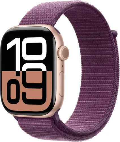 Miniatura 15 de Apple Watch Series 10 (42 mm, GPS) con caja de aluminio negro azabache, correa deportiva negra, S/M monitor fitness, app ECG, pantalla Retina Caja