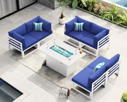 Miniatura 78 de NICESOUL - Juego de 10 muebles de patio extra grandes de aluminio moderno, sofá para exteriores con asiento de 29" de profundidad y ancho, 500 lbs