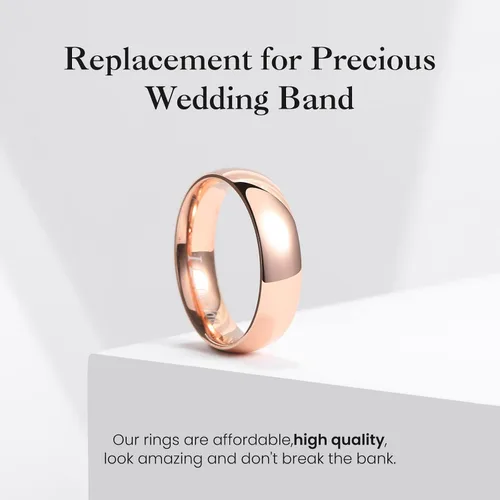 Miniatura 53 de King Will Alianza de boda de acero inoxidable 316L para hombres y mujeres, anillo de boda de 0.31 a 0.315 pulgadas de ancho, chapado en negro