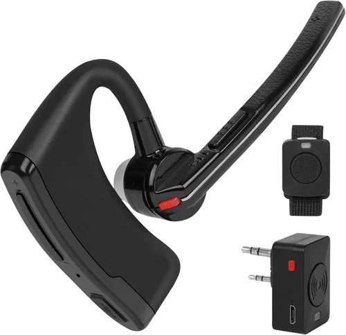 Miniatura 7 de Walkie Talkie - Auriculares Bluetooth con micrófono de cancelación de ruido, auricular inalámbrico de 2 pines con PTT de dedo compatible con radios