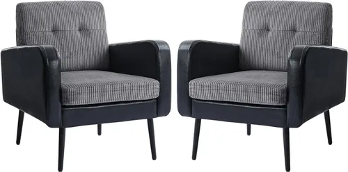 Miniatura 8 de Cómoda silla decorativa para sala de estar, silla de lectura moderna de mediados de siglo, con patas de metal, sillón tapizado para dormitorio