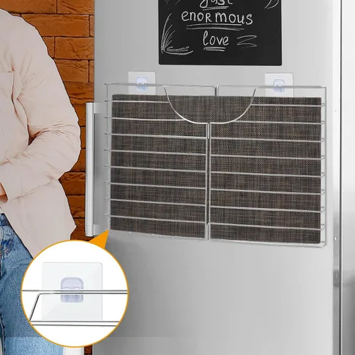 Miniatura 2 de YeeBeny Soporte para manteles individuales, archivo de pared de bolsillo individual Acero Organizador de cocina, soporte para manteles