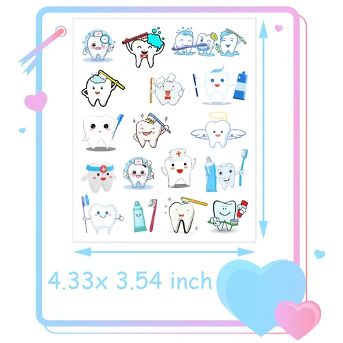 Miniatura 2 de 380 calcomanías de tatuajes temporales de dientes para hospitales dentales para fiestas dentales, cepillo de dientes, recuerdos de fiesta