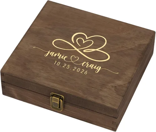 Miniatura 17 de Caja de Recuerdos de Madera Personalizada con Grabado Personalizado Caja de Memoria de Aventura para Parejas Recuerdos de Viaje Fotos Cartas - Cajas