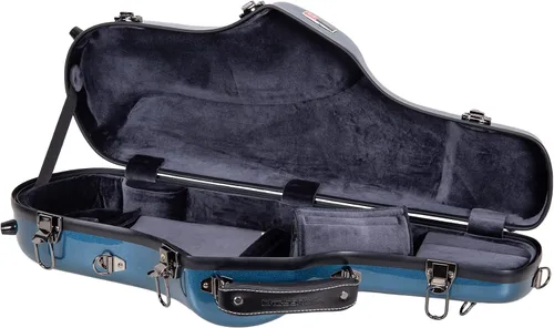 Crossrock Estuche para saxofón alto de fibra de vidrio con correas de mochila en color azul